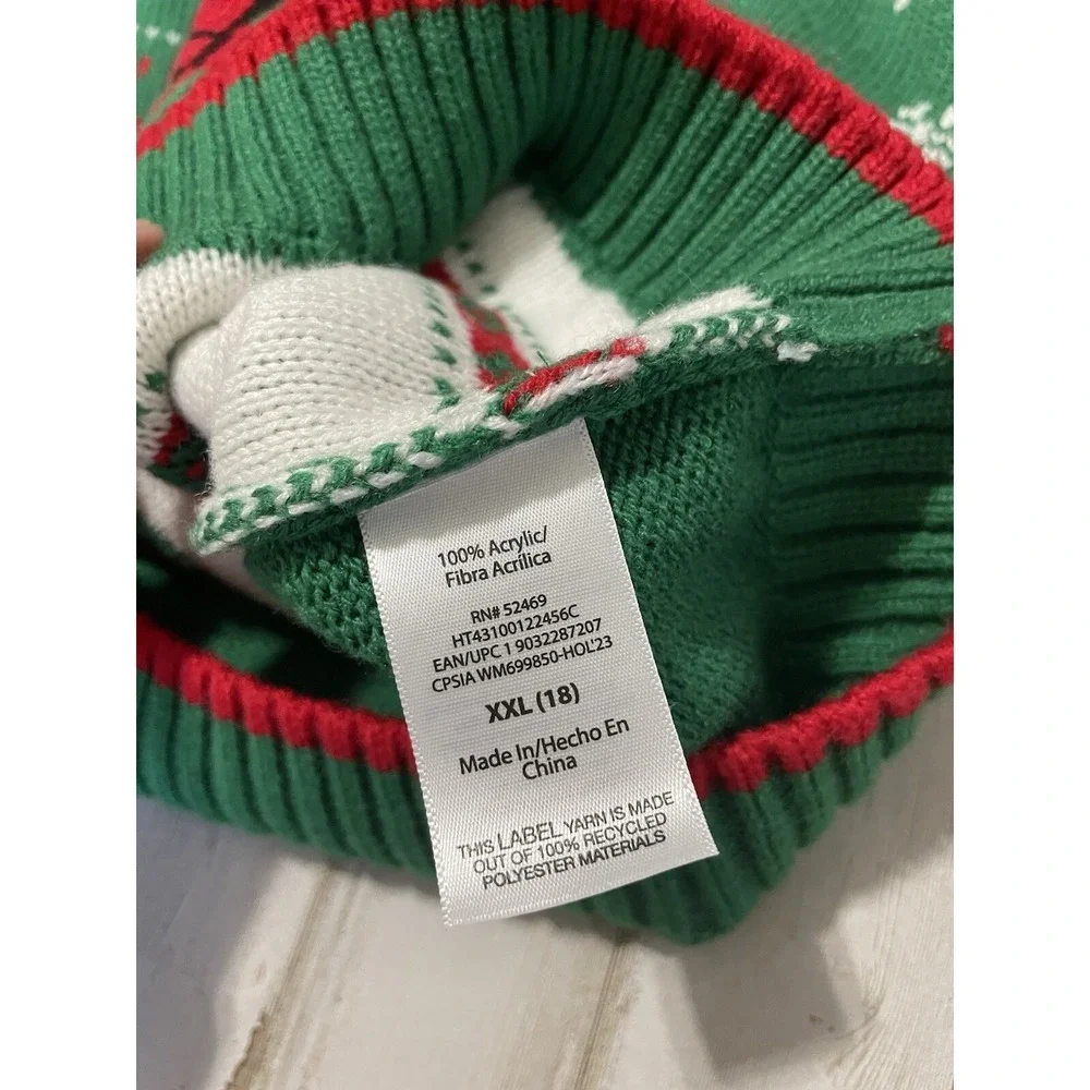 Holiday Time‎ French Bulldog Santa Paws Ugly Christmas Sweater Green XXL